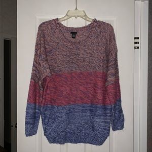 Pink & Blue Hi-Low Sweater